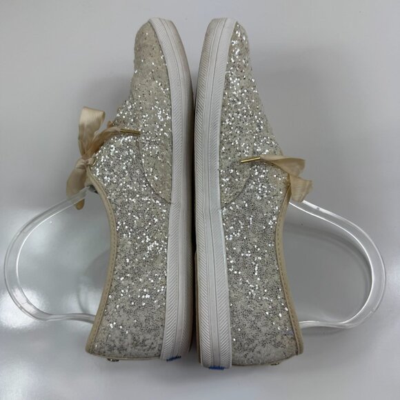 Keds X Kate Spade New York Champion Gold Glitter Sneakers US 10 Ribbon Lace Up - Picture 10 of 15